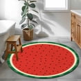 thumbnail image 3 of Round Rugs 3.3Ft, Watermelon Round Area Rug Washable Indoor Throw Carpet, Watercolor Red Summer Fruits Green Striped Soft Non Slip Circle Rug for Laundry Room Patio Home Decor Aesthetic, 3 of 8