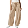 thumbnail image 5 of Inleife Women's Solid Barrel Wide Leg Sweatpants Drawstring Elastic Waisted Wide Leg Pants Casual Trousers With Pockets Corduroy Pants, 5 of 6