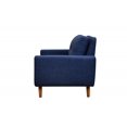 thumbnail image 4 of 41" Accent Chair, Modern Linen Fabric Armchair with Tufted Backrest and Solid Wood Legs, Upholstered Comfy Leisure Chair Club Chair with Thicken Armrest for Living Room, Dark Blue, 4 of 8