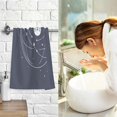thumbnail image 7 of Yayeee 2 Pack Hand Towels for Bathroom 100% Cotton 16" x 28" Soft Absorbent Kitchen Towel, White Cat Planet, 7 of 7