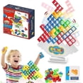 thumbnail image 1 of 64pcs Tetra Tower Balance Stacking Blocks Game, Board Game for 2 Players + Family Game [DB], 1 of 5