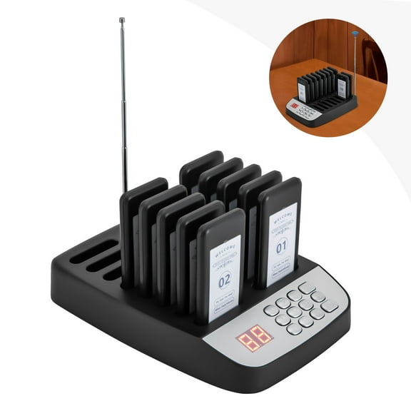 Restaurant Wireless Paging System Queuing 10 Pagers Food Truck Club Cafe 1000