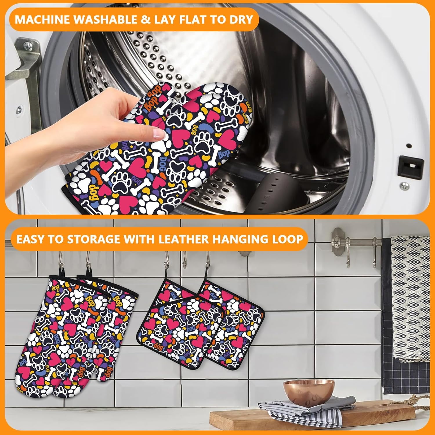 Sunflower Highland Cow Oven Mitts and Pot Holders Sets 4Pcs,Extra Long Oven Gloves Potholder for Kitchen Cooking Baking BBQ 100% Cotton Heat Resistant