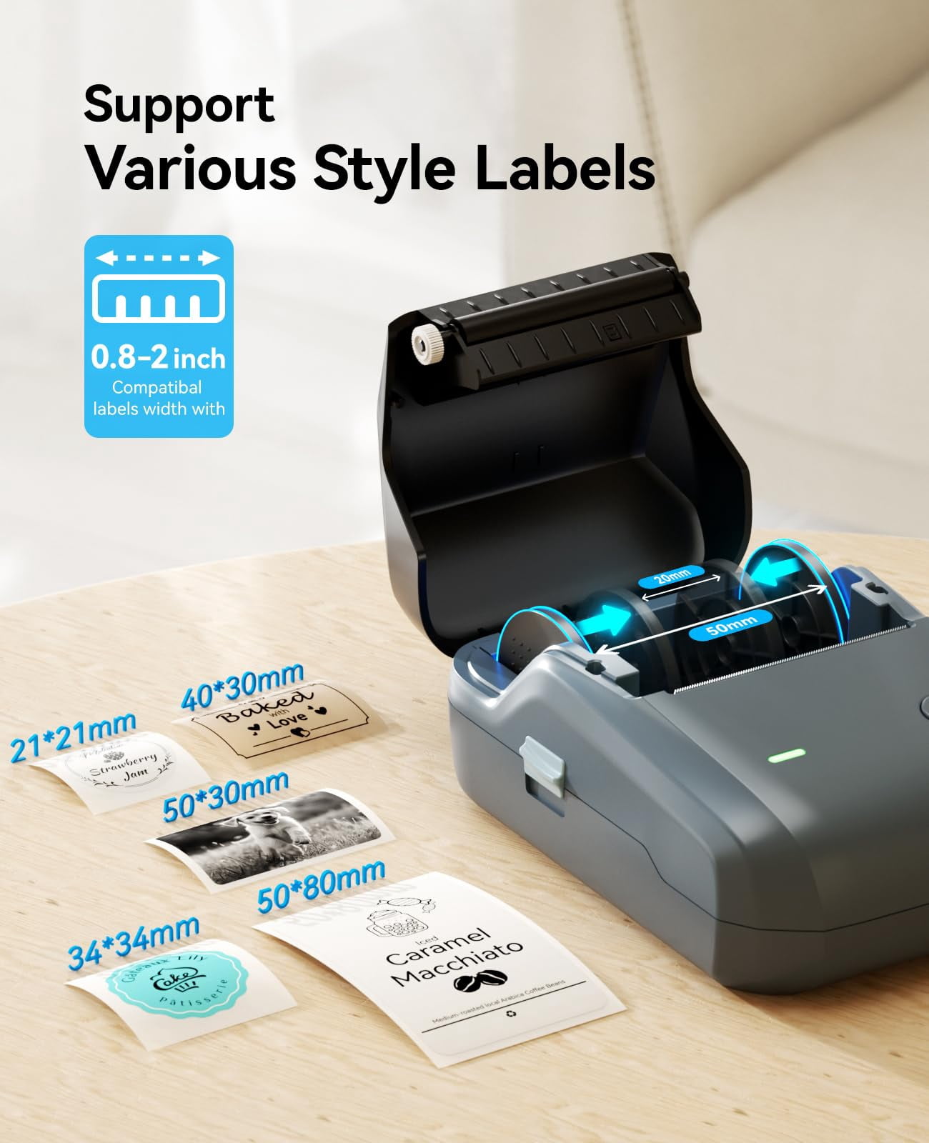 B1 Label Maker Machine  Thermal Printer Easy To Use For Office Home Business Came With 3 Roll White Labels(blue)