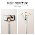 thumbnail image 3 of K&F CONCEPT 69" Selfie Stick, Pop Open & Quick Fold Phone Tripod, 360° Rotatable Selfie Stick with 9 Button Bluetooth Remote, Cell Phone Tripod for Travel, Live Streaming, Vloggers, White, 3 of 8