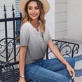 thumbnail image 6 of Womens Short Sleeve Tops Casual Cotton Womens Petite Tops Dressy Casual Women V Neck Blouses Dressy Casual Summer Tees for Women Womens Tops Dressy Casual, 6 of 8