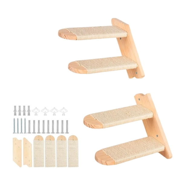 Escalera de madera para gatos, estante de pared reversible, cuatro patas, ecológico, F0F1