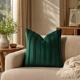 thumbnail image 2 of DefiDgd Velvet Throw Pillow Cover,Minimalist Striped Textured Square Cushion Case,Soft Decorative Pillow Slip for Sofa Couch Bed Living Room Bedroom Farmhouse Home Decoration(Green), 2 of 7