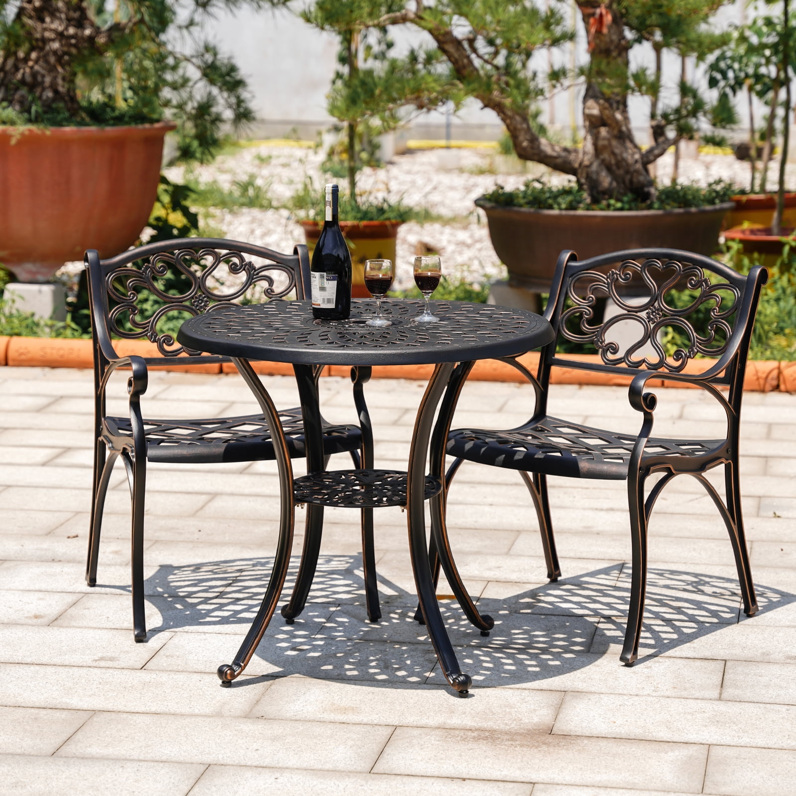 balcony patio set 3pc umbrella PatioKingdom 3 Tier with Lights, Outdoor Market Umbrella for Yard Patio Kingdom 23.82 x 23.82 x 26.57 inch Nuu Garden Outdoor 3-Piece Cast