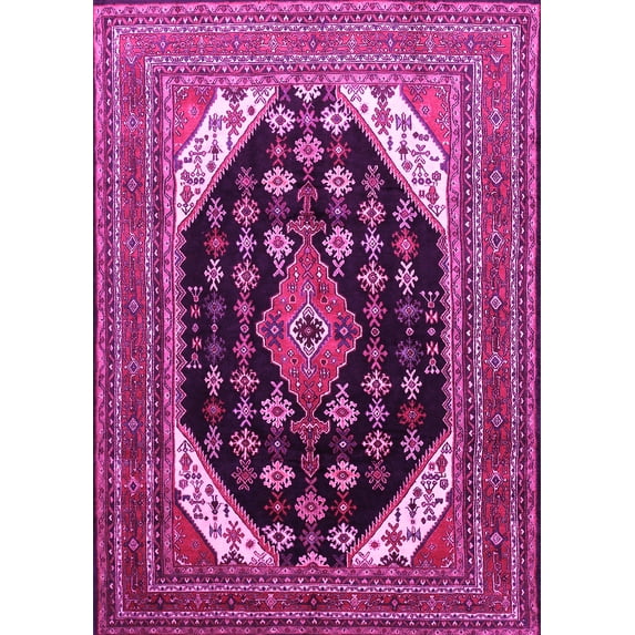 Ahgly Company Indoor Rectangle Medallion Pink Traditional Area Rugs, 6' x 9'