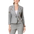 thumbnail image 1 of Nine West Womens Embroidered One Button Blazer Jacket, Grey, 2, 1 of 2