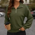 thumbnail image 3 of Women's 1/4 Zip Cotton Sweatshirts Knitted Casual Lounge Pullover Tops Solid Breathable Comfy Blouses for Daily, 3 of 5