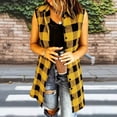 thumbnail image 3 of TGSLY Women's Plaid Long Vest Jacket Lightweight Collared Button Down Open Layering Gilet Dressy Casual Sleeveless Cardigan Coat S, 3 of 7