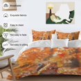 thumbnail image 3 of Orange Leaves and Squirrel Bedding Duvet Cover Set Twin Size 4 Pieces Fall Maple Leaf Thanksgiving Bedding Set with Zipper Closure, 1 Comforter Cover 68x86 Inches 1 Flat Sheet & 2 Pillow Cases, 3 of 7