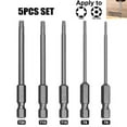 thumbnail image 4 of 5pcs T6-T20 75mm Torx Screwdriver Bits Set Magnetic Screwdriver Hex Shank, 4 of 5