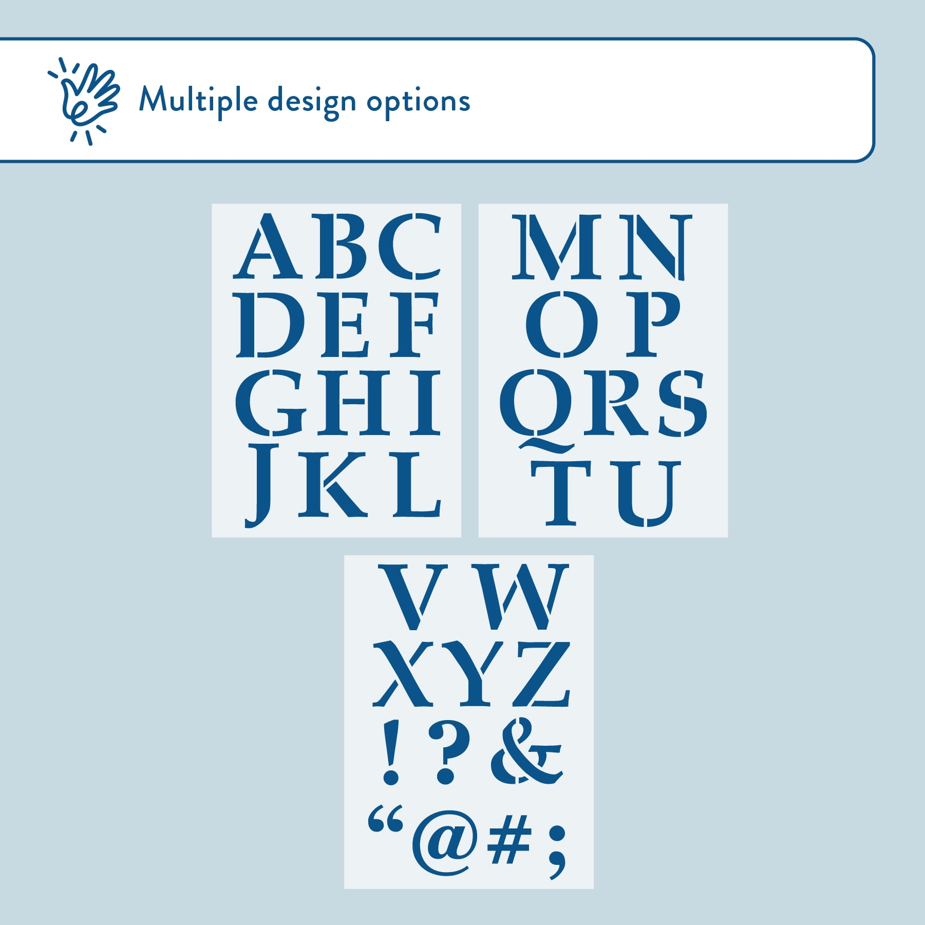 Hello Hobby Stencil Set, 7" x 10", 3 Piece, Serif Alphabet