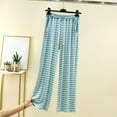 thumbnail image 2 of Womens Travel Pants Casual Striped Straight Leg Wide Leg Pants With Drape & Loose Pockets Home Pajama Pants 70% Cotton 30% Linen Xl Pants For Women, 2 of 4