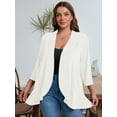 thumbnail image 5 of SHOWMALL Women's Plus Open Front Lightweight Cardigan 3/4 Sleeves Bolero White 4X Pleated Ruffles Hemline Shrugs, 5 of 7