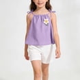 thumbnail image 2 of Asxite Girls 0-8 Years Solid Floral Sleeveless Tank Tops with Elastic Waist Pants 2 Piece Set Purple 2-3 Years, 2 of 5