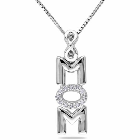 Miabella Diamond-Accent Sterling Silver Mom Pendant