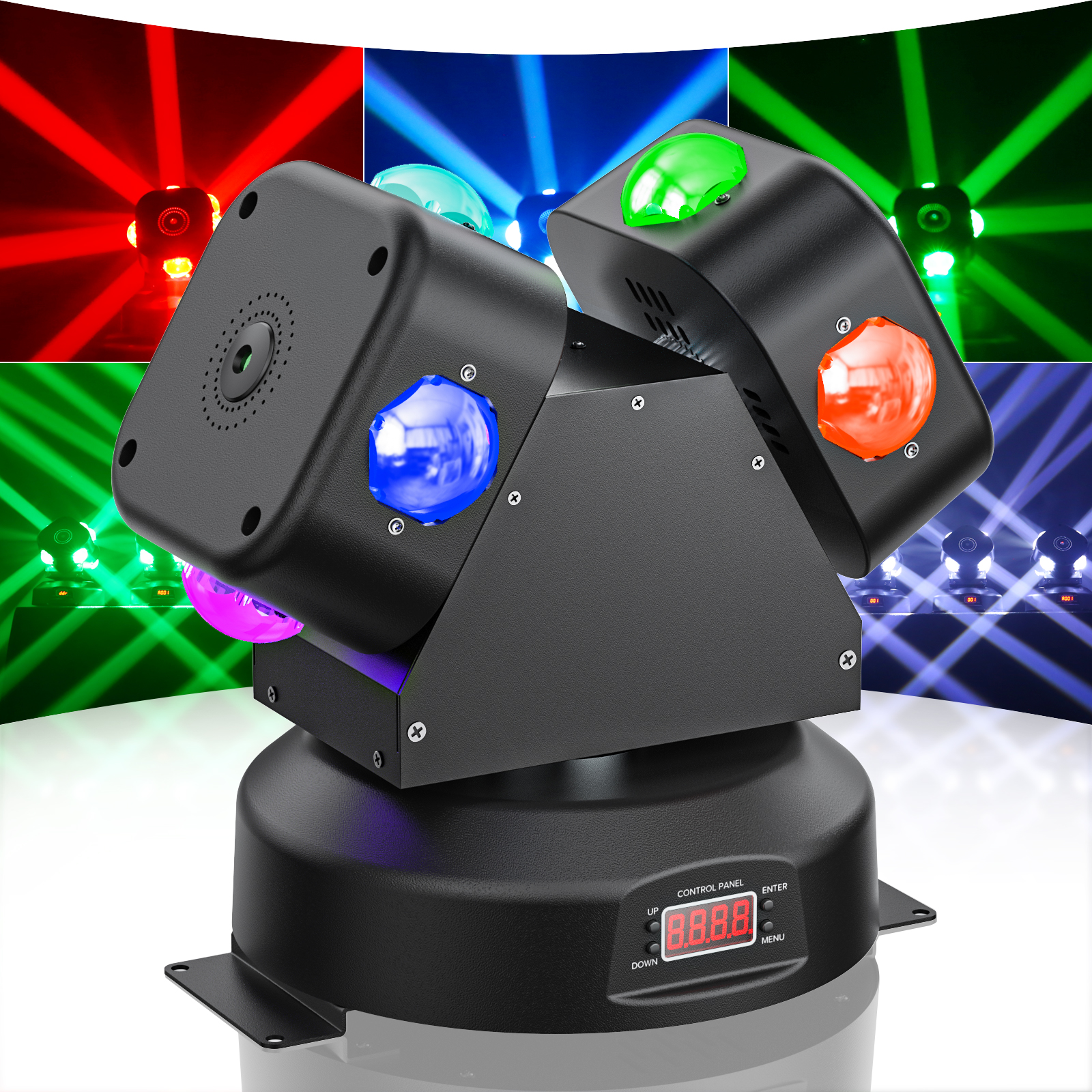 LED Moving Head Light 2 Head Wind Turbine RGBW DJ Lighting Sound