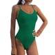 thumbnail image 2 of Traje de baño de mujer con cuello en V y tirantes finos, color puro, corte alto, traje de baño de una pieza, 2 of 5