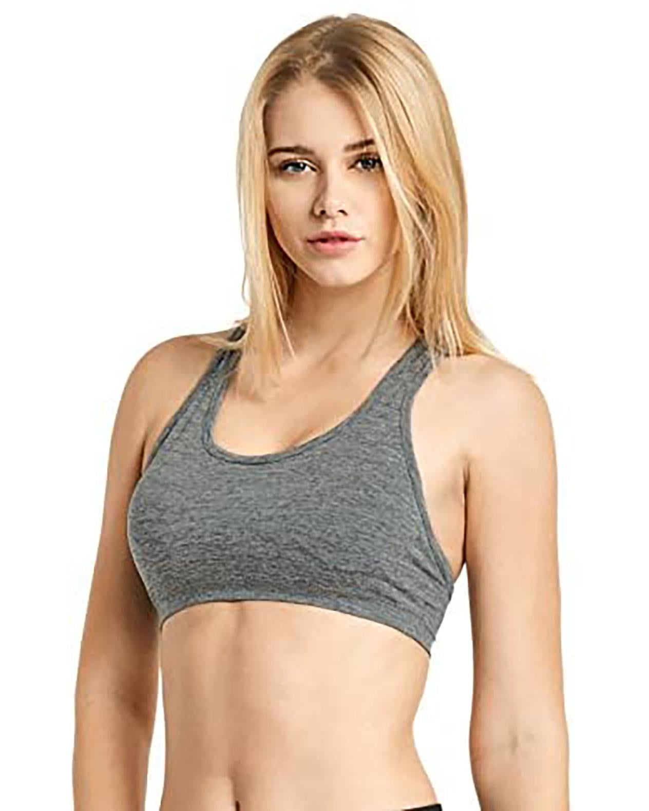 Sofra Sofra Women's Sport Bra Seamless Cross Back High Impact Yoga