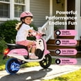 thumbnail image 4 of Track Seven 24V Ride-on Moped Scooter, Kids Electric Motorcycle for Boys Girls Ages 8-12, 250W Brushless Motor, 10 Mph Max Speed, Twist Throttle, 12" Pneumatic Tires, Bluetooth, LED Light, Pink, 4 of 10
