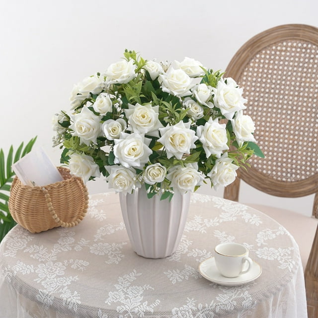 7 rosas prensadas para el hogar, flores artificiales, flores de seda, ramillete de boda, fotografía floral, decoración, simulación de plantas en macetas.