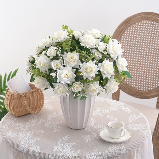 rosas artificiales rizadas | Ramo de novia de seda | Decoración del hogar, fotografía y decoración para fiestas | Blanco, rojo, rosa y vino