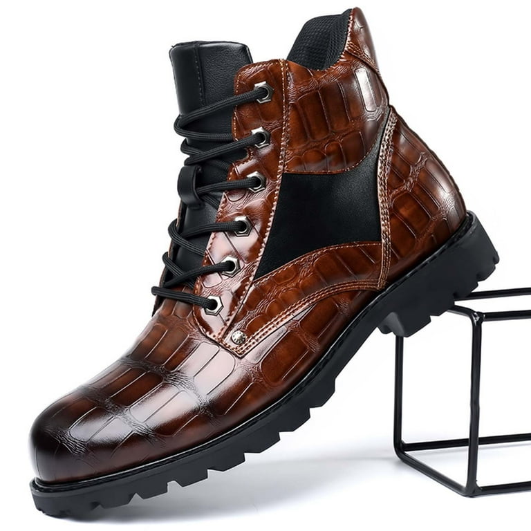 Tawop Men's Vintage Imitation Leather Boots