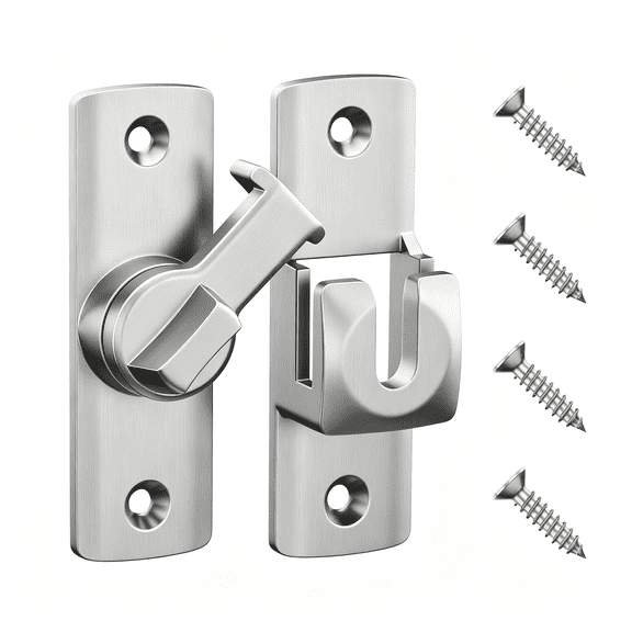 ZHZFKQ Flip Door Latch,90/180 Degree Barn Door Latch,Silver Right Angle Door Lock Latch,Flip Gate Latches Hardware,Sliding Door Latch Lock for Cabinets,Bathroom,Barn Door,1 Pack