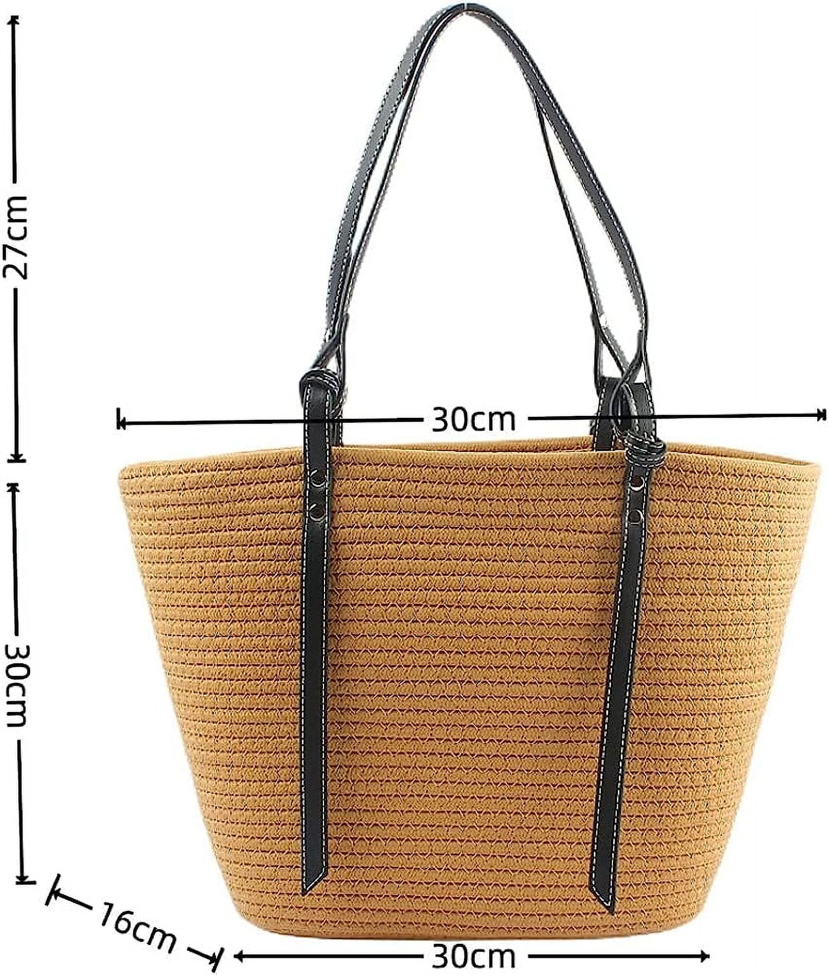 Kukuzhu Straw Tote Bag for Women Large Shoulder Bag Handwoven Handbag Purses Womens Summer Straw Beach Bag