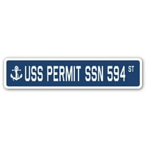 USS PERMIT SSN 594 Street Sign us navy ship veteran sailor gift