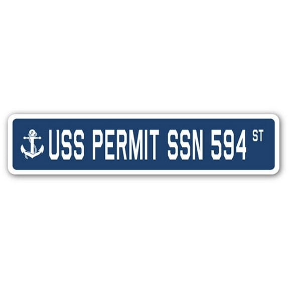 USS PERMIT SSN 594 Street Sign us navy ship veteran sailor gift