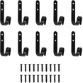 thumbnail image 1 of Paquete de 10 perchas multifuncionales de hierro para ropa, gancho para toallas de hierro negro con 20 tornillos, gancho de pared negro en forma de J de 10 g de peso para baño, cocina y oficina, paqu, 1 of 5