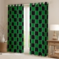 thumbnail image 2 of jejeloiu Modern Geometric Plaid Curtains Pack of 2 (42x84 Each),Retro Grid Pattern Curtains Blackout,Green Black Bedroom Curtains For Girls Boys,Super Cozy Room Decor, 2 of 6