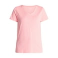 thumbnail image 3 of Time and Tru Women's Cotton V-Neck Tee with Short Sleeves, Sizes XS-4X, 3 of 5