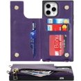 thumbnail image 6 of Crossbody Wallet Case for iPhone 11 Pro Max with Card Slot Holder,iPhone 11 Pro Max Magnetic Flip Folio Purse Case, PU Leather Zipper Handbag with Detachable Lanyard Strap 6.5 Inch (Purple), 6 of 13