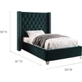 thumbnail image 3 of Velvet Upholstered Bed with Wingback & Nailhead Trim - Bedroom Furniture, 3 of 6