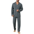 thumbnail image 2 of INSPIRE CHIC Men's 2 Pieces Long Sleeve Button Down Pocket Pattern Pajamas Set M Black White, 2 of 5