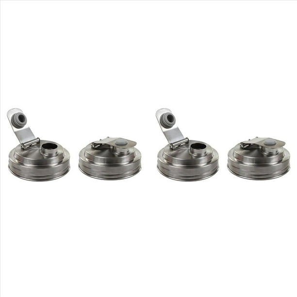 4 Piezas de Boca Jar Tapa de Caño de Vertido de Acero Inoxidable, Tapas de Tarro de Masón Reutilizables para Tarros de Masón de Boca , Sin