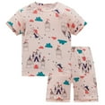 thumbnail image 1 of LYHaoo Ensembles de Tenues pour Garçons, Ensemble de Pyjama Décontracté à Manches Courtes et Shorts avec Imprimé Mignon, Col Rond, Taille Élastique Confortable pour Tout-Petits Enfants de 3 à 8 Ans, Printemps Été, Jaune, Tailles 5-6 Ans, 1 of 2