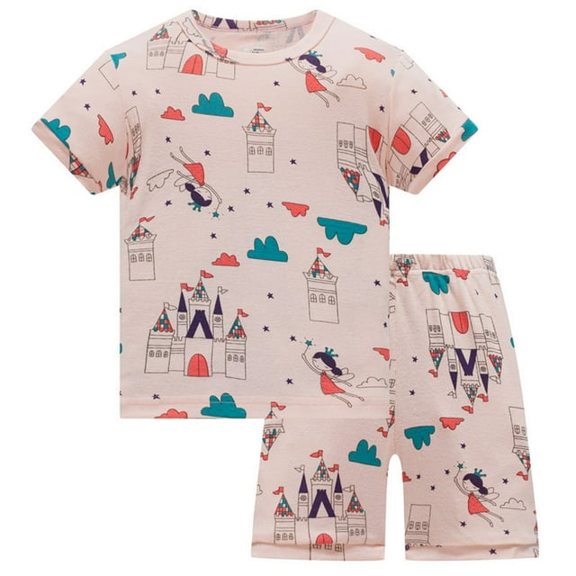 UANWENN Ensemble pour Garçons Tenue Décontractée Manches Courtes Short Ensemble de Pyjama avec Imprimé Mignon Col Rond Taille Élastique Confortable pour Tout-Petits Enfants Âge 3 8 Printemps Été Vêtements d'Été pour Bébé de 6 Mois Vestes pour Bébé Garçon