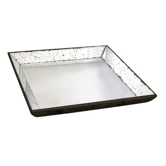 Large Antique Glass Style Mirrored Square Tray - 23.5"