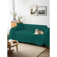 thumbnail image 3 of Dark Green Couch Cover for 2 Cushion Couch, Modern Pure Dark Green Washable Love Seat Sofa Covers Slipcover, Throw Sofa Covers for Pets, Furniture Protector 71"x102", 3 of 9