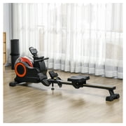 Soozier Water Rowing Machine, Foldable Rower Machine with Adjustable Resistance, Wheels, LCD Monitor and Tablet Holder for Home Cardio Training, Red
