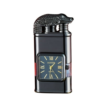 Etuzhy Windproof Retro Watch Bezel Spray Flame Torch Men s Cool Double Flame Torch And Soft /tiger/Dragon Animal Retro Refillable