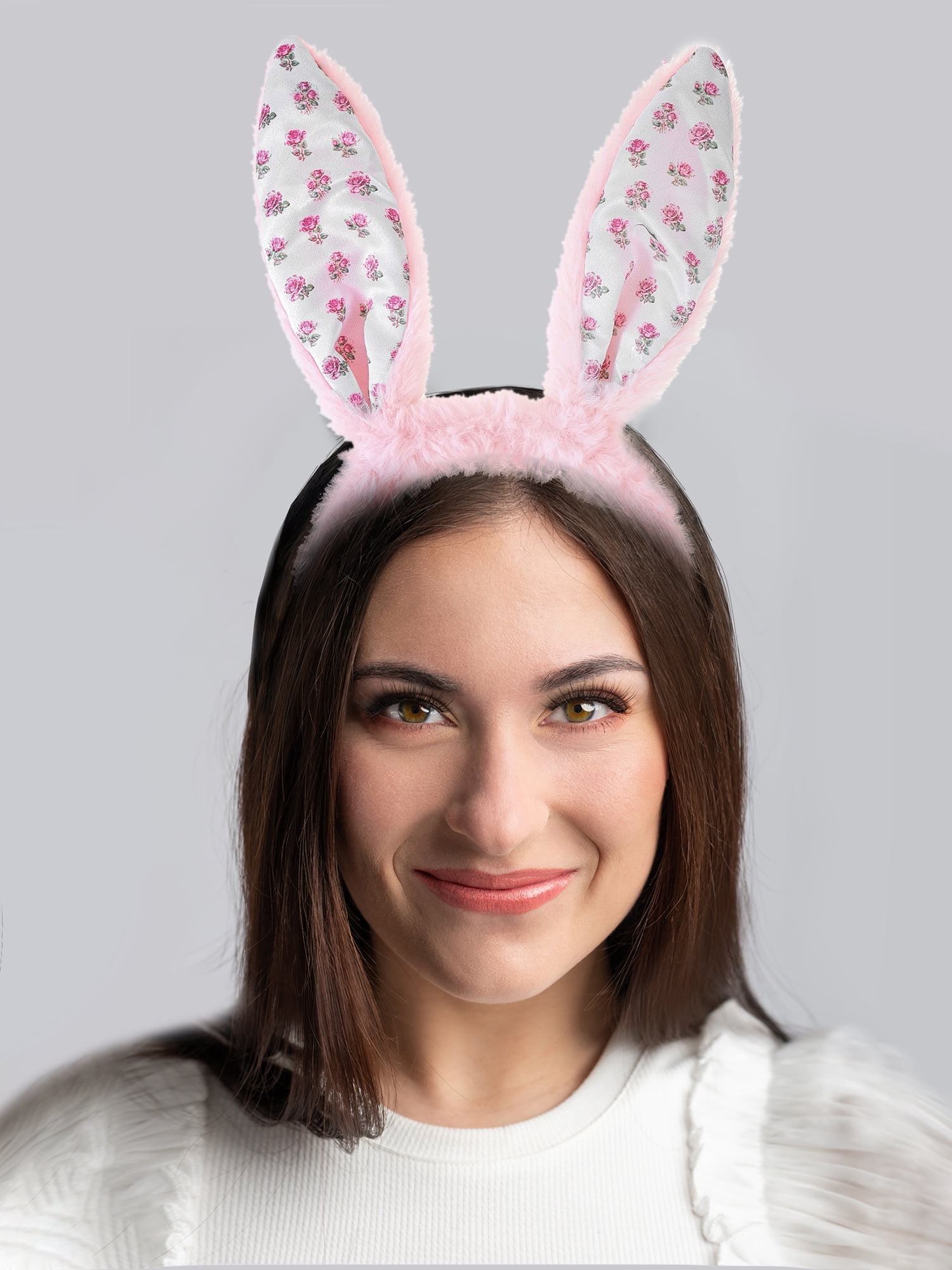 Way to Celebrate Easter Pink Plush Bunny Ears Headband, 1 Piece