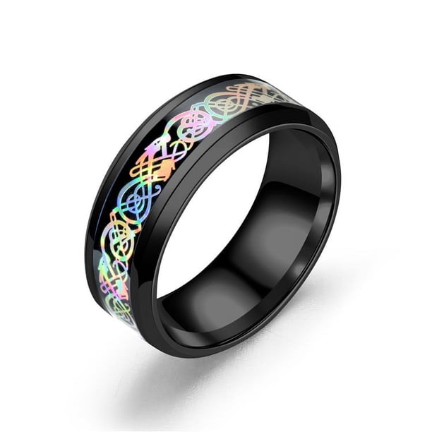 Anillo de dragón deslumbrante y colorido popular en Europa y Estados Unidos, joyería de moda